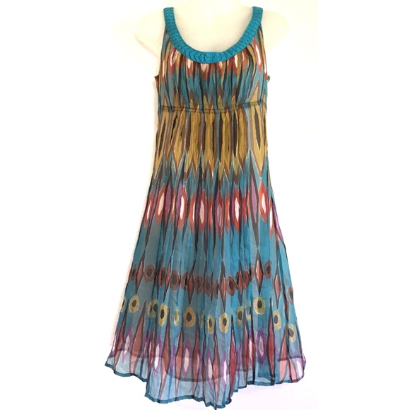 Tory Burch Dresses & Skirts - Tory Burch Dress Silk Ikat Print 4 Blue Yellow